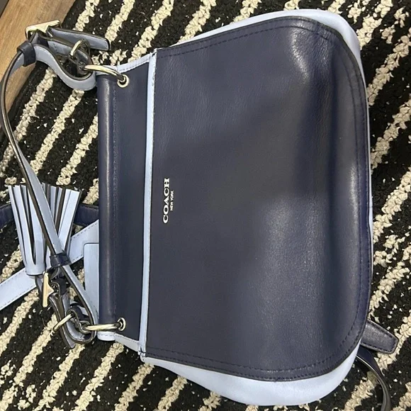 Coach Willis Legacy Archive Navy and Light Blue Leather Crossbody Shoulder Bag - Picture 7 of 8